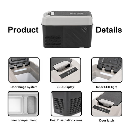 Alpicool KCF15 Portable Freezer,12 Volt Car Refrigerator, 15.4 Quart (14.6 Liter) Fast Cooling 12V Car Fridge -4℉~68℉, Car Cooler, 12/24V DC