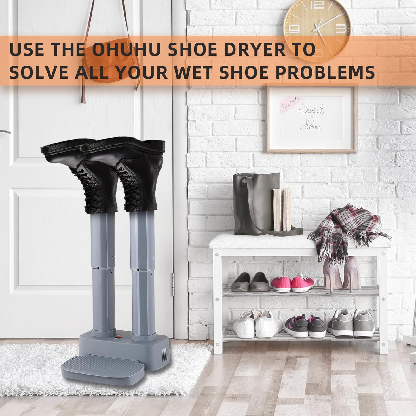 Shoe Dryer, Ohuhu Heavy Duty Boot Dryer for Work Boots - Boot Warmer Glove Dryer with Heat Blower Portable Ski Boot Heaters Overheat Protection Constant Temperature Space Saving Super Quiet Best Gifts