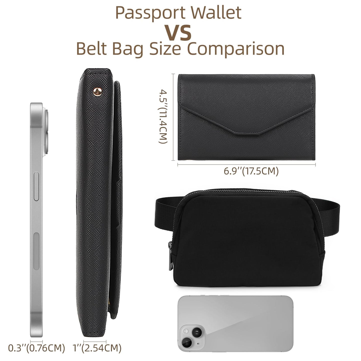 ZOPPEN Multi-purpose Rfid Blocking Travel Passport Wallet (Ver.4) Tri-fold Document Organizer Holder, 1 Black