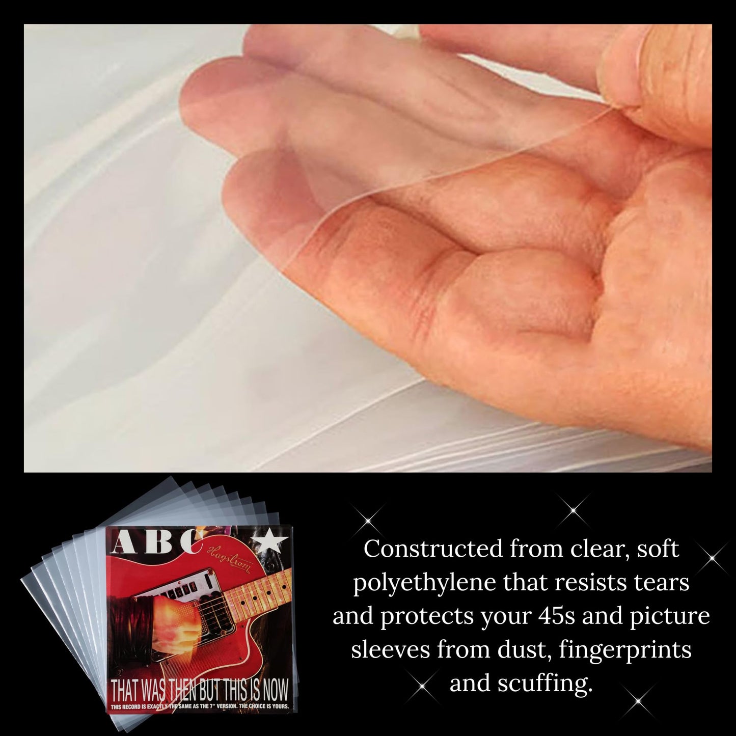 100-Pack 7-Inch 45 RPM Record Outer Sleeves – Clear Polyethylene Vinyl Covers | 3 Mil Thick, Archival, Anti-Static | Fits Picture Sleeves & Gatefolds | Made in USA