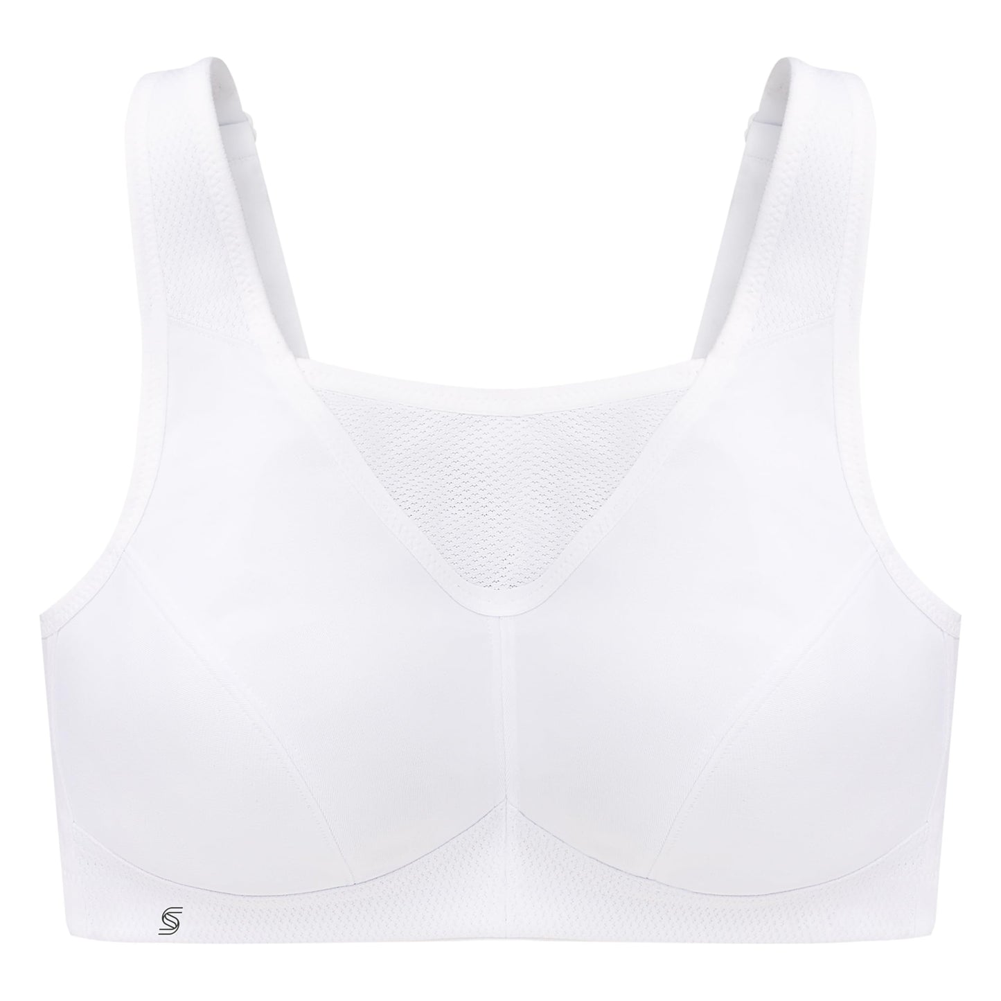 Full Figure Plus Size No-Bounce Camisole Sports Bra Wirefree #1066 White