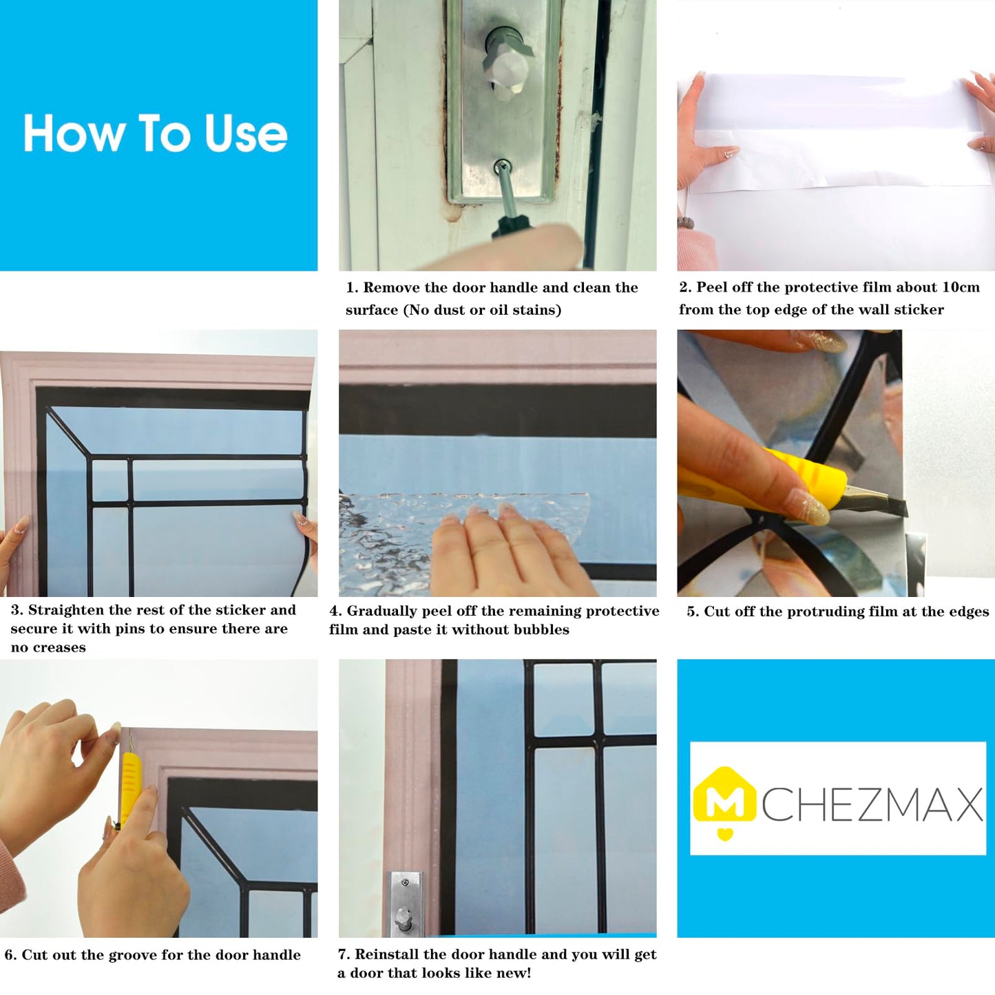 ChezMax Door Stickers Decals 3D Door Murals Peel and Stick, Removable Decorative Vinyl Wallpaper Waterproof Self Adhesive Wall Covers Poster for Home Office Decoration Vivid Bookcase 30.3"W x 78.7"H