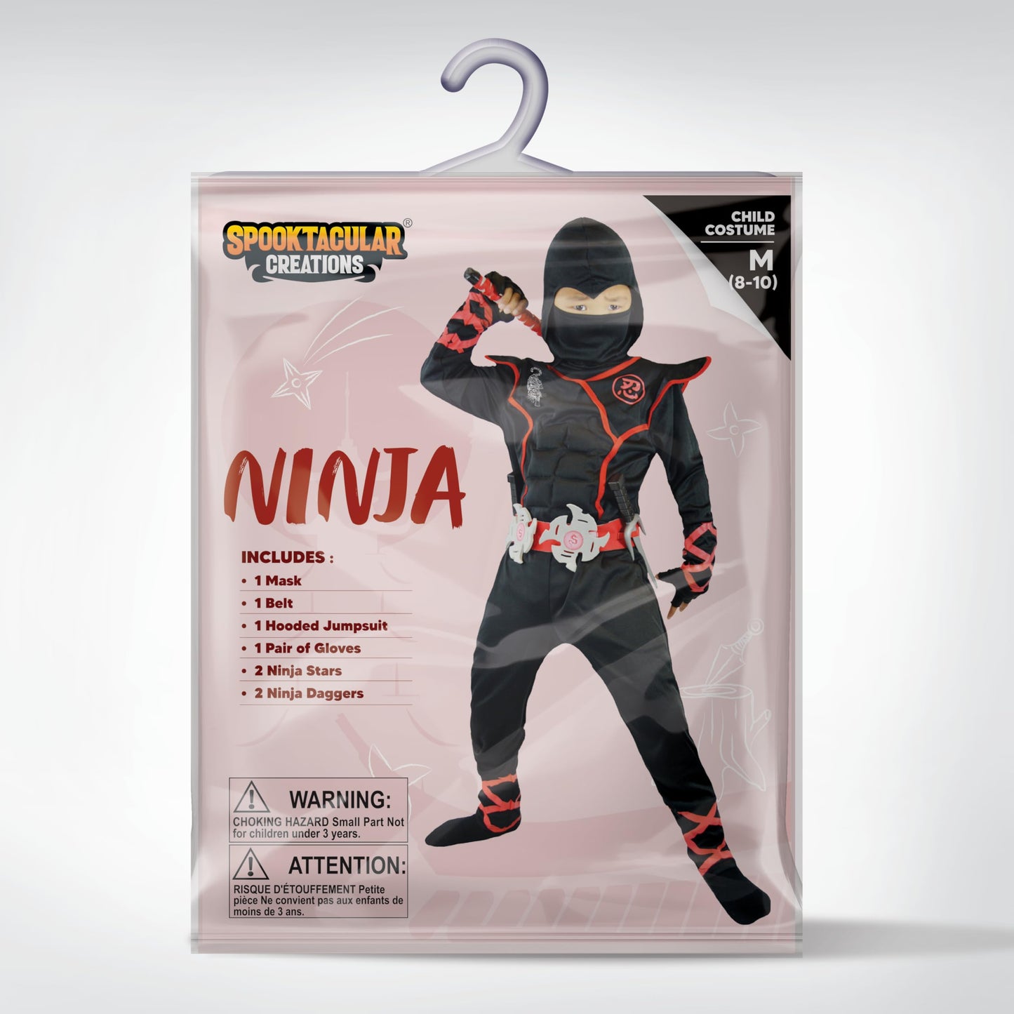Spooktacular Creations Halloween Ninja Costume, Black Ninja Outfit Set for Kids, Halloween Costumes with Accessories for Boys Dress Up and Role Play Party (Small, 5-7 yrs)