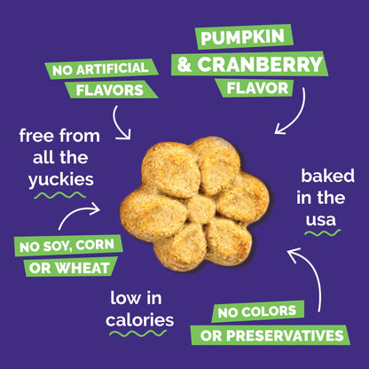 Fruitables Baked Dog Treats - Pumpkin Treats for Dogs - Healthy Low Calorie - Free of Wheat, Corn and Soy - 7 oz (Variety Pack of 4)