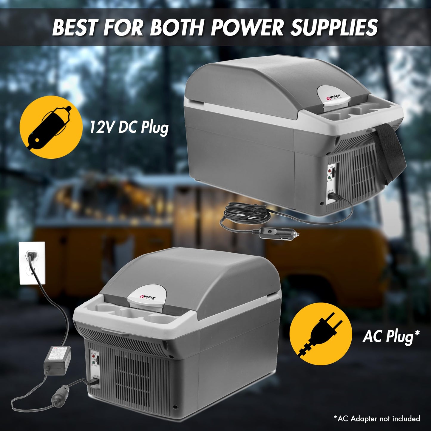 Wagan EL6214 Personal Thermoelectric Cooler/Warmer, 14 Liter Capacity, Portable Electric Car Cooler with 12/24V DC, 12V Small Fridge for Car, RV, and Camping Use, UL Listed