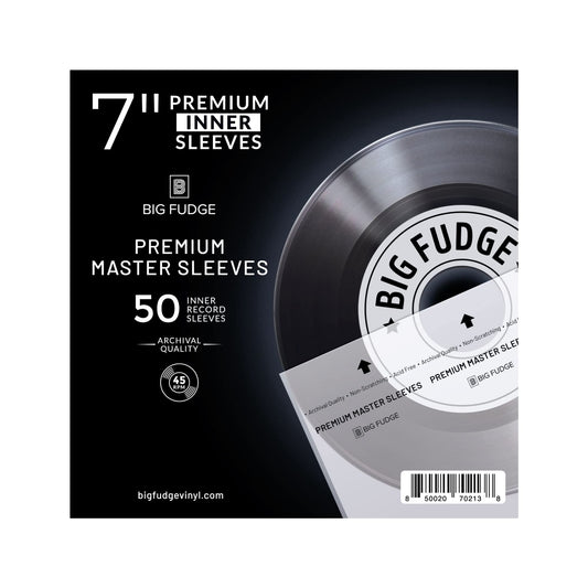 Big Fudge Vinyl Record Sleeves Inner - Vinyl Sleeves - Clear 3-Layer Album Covers with Anti-Static Rice Paper - Acid Free Protective Outer Cover for 7" Records - White, 50 Pack