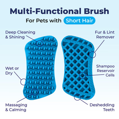 Vetnique Labs Furbliss Dog Brush for Small Dogs, Cats and Pets with Short Hair, Grooming Bathing Massaging Deshedding Multi-Functional Wet or Dry Silicone Brush (Short Hair Brush)