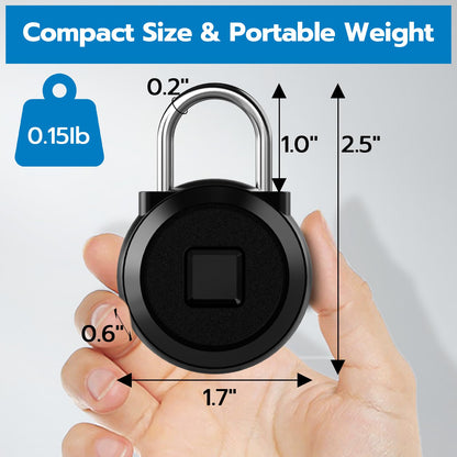 Eseesmart Fingerprint Padlock, Locker Bluetooth, Mobile APP, Smart Padlock with Keyless Biometric, Water Resistant, Suitable for Gym, School, Luggage Bags, Locker and Storage