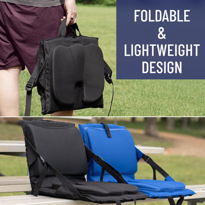 Everlasting Comfort Stadium Seats with Back Support - Adjustable Memory Foam Bleacher Chairs with Back and Cushion, Portable, Easy Folding Stadium Seat Cushion with Storage Pocket