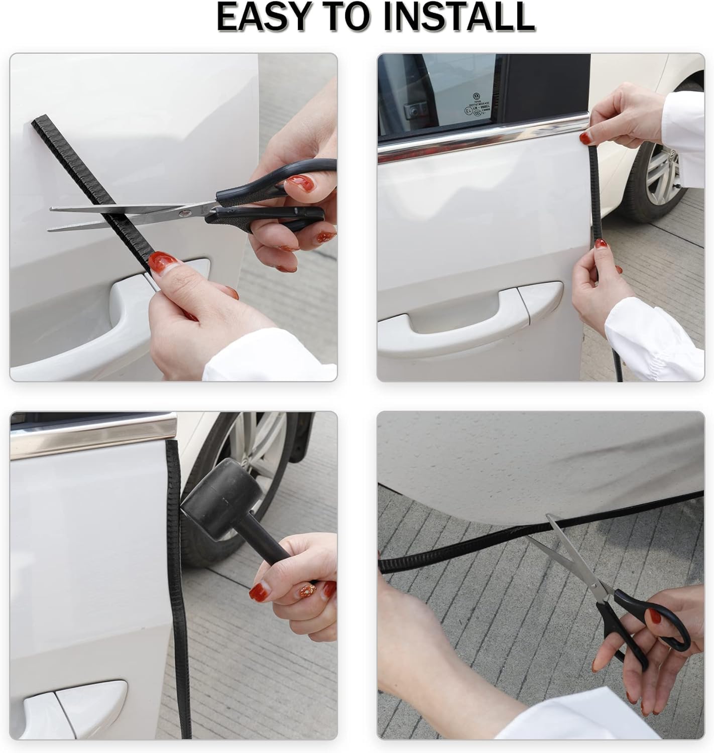 SINGARO 49Ft (15M) Car Door Edge Guard, No Glue Car Door Entry Guard Protective Strip, Rubber Edge Trim Car Door Protector, Applicable to Car, Truck, SUV and ATV, Car Exterior Accessories（Black）