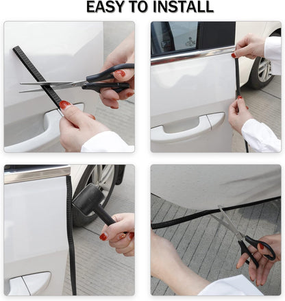 SINGARO 49Ft (15M) Car Door Edge Guard, No Glue Car Door Entry Guard Protective Strip, Rubber Edge Trim Car Door Protector, Applicable to Car, Truck, SUV and ATV, Car Exterior Accessories（Black）