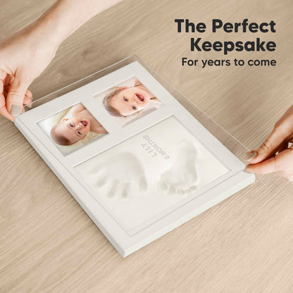 Baby Hand and Footprint Kit - Quick Dry Clay Baby Footprint Kit, Newborn Keepsake, Nursery Picture Frame for Boys, Girls, Personalized Gifts for Shower & Registry, New Mom Gift (Alpine White)
