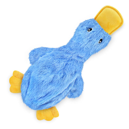 Best Pet Supplies Crinkle Dog Toy for Small, Medium, and Large Breeds, Cute No Stuffing Duck with Soft Squeaker, Fun for Indoor Puppies and Senior Pups, Plush No Mess Chew and Play - Blue