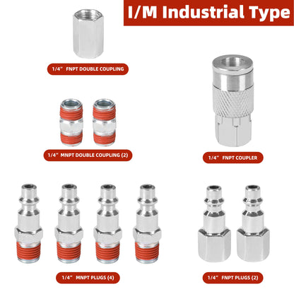 WYNNsky 17PCS Air Compressor Accessories Attachment Kit, 1/4’’ Air Hose Fittings, Blow Gun, Tire Gauge, Air Chuck