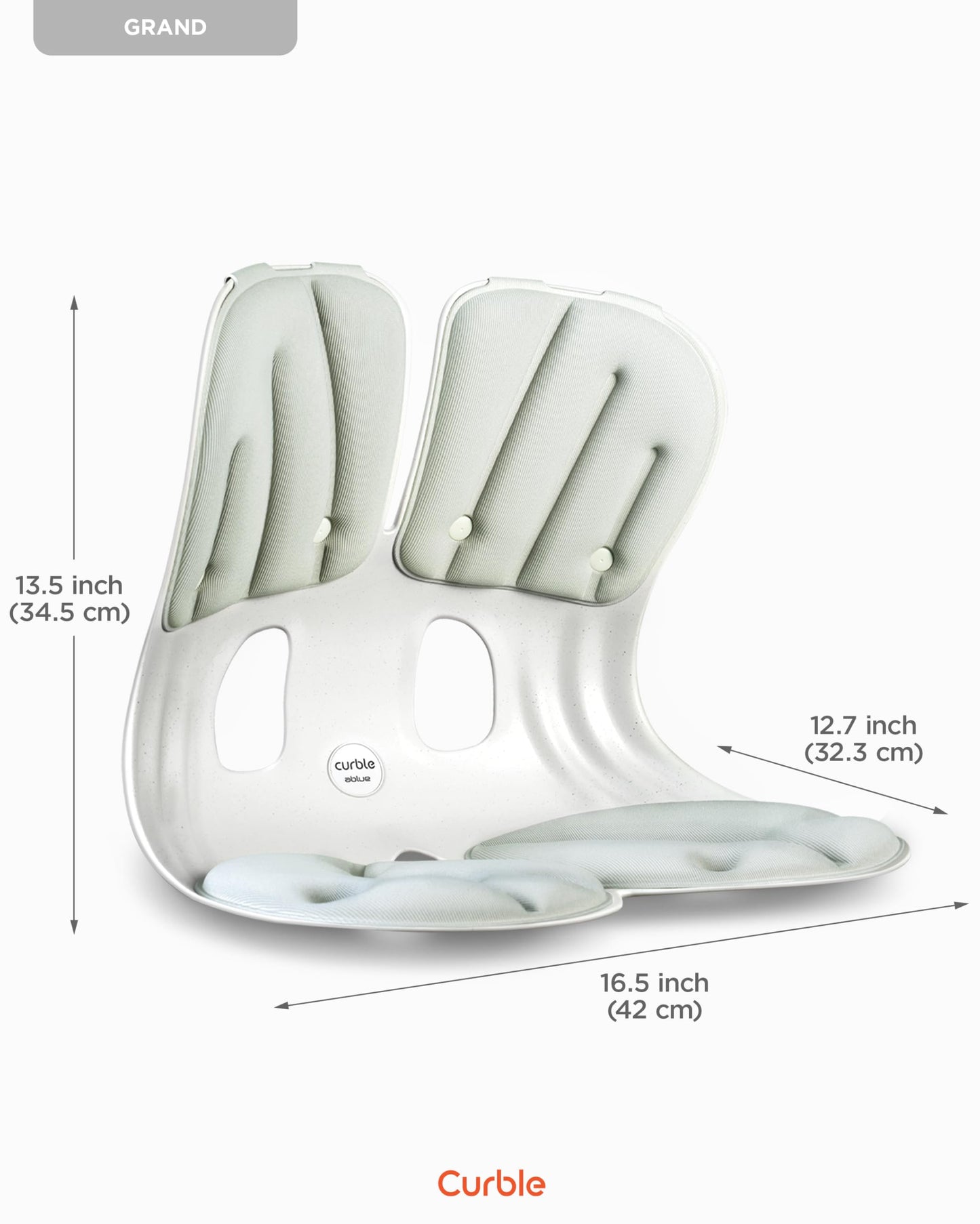 curble Grand(Extra Wide & Sturdy) – Ergonomic Back and Lumbar Support for Good Posture Correction and Back Pain Relief, Perfect for Office, Floor Seat and Work from Home, Patented (Grey)