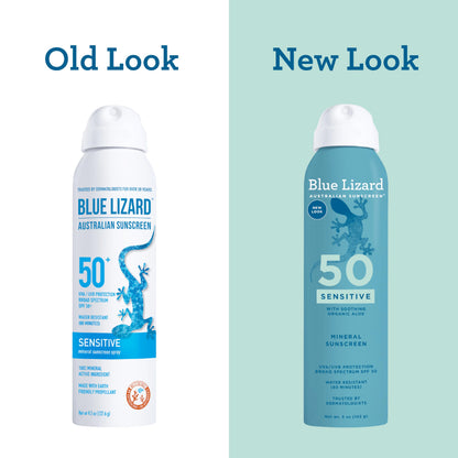 Blue Lizard Sensitive Mineral SPF 50 Spray, Dermatologist-Recommended Brand, Broad-Spectrum UVA/UVB Protection, Water-Resistant, Zinc Oxide Formula, 5 oz