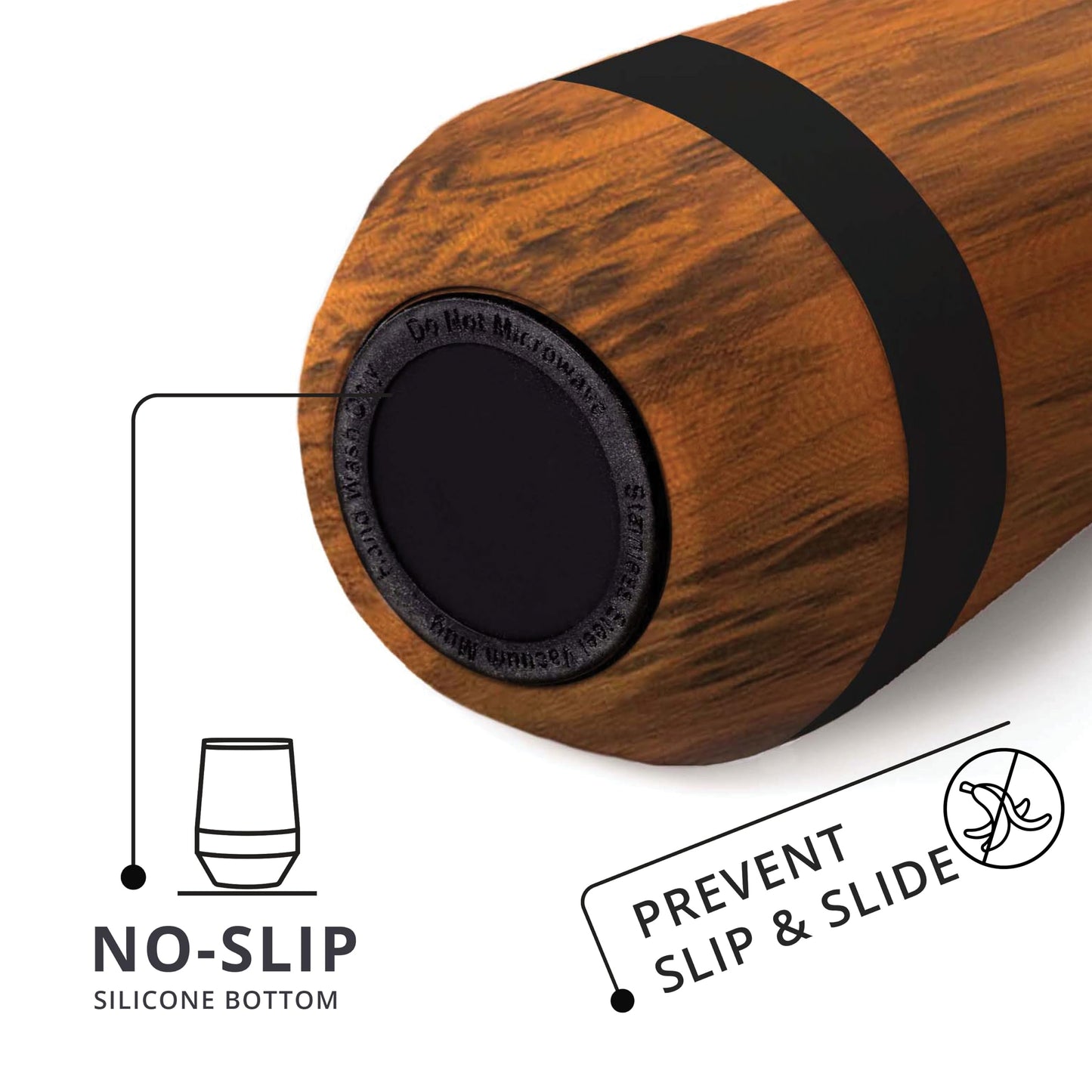 Elemental Recess Wine Tumbler - Triple Wall Insulated Stainless Steel Coffee Mug for Hot & Cold Drinks - Portable Cup with Shatterproof Sip Lid for Camping, Outdoor & Travel - 10oz - Teak Wood