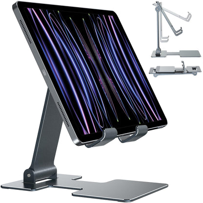 Anozer Tablet Stand,Adjustable Tablet Holder for Desk,Foldable for iPad Stand Dock Holder for iPad Air 5/4/Mini 6/Mini 5/10.2/Pro 12.9/Pro 11,Portable Monitor,Surface (4-13 inch)-Grey