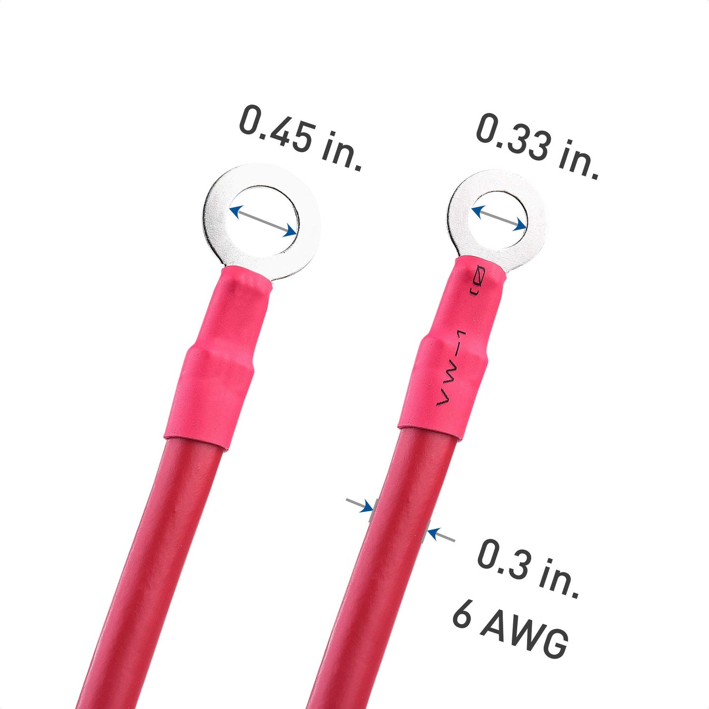 Cable Matters 6 Gauge Battery Cable Inverter Power Cable with Oxygen-Free Copper 2 Feet - Black + Red 2 Piece Set