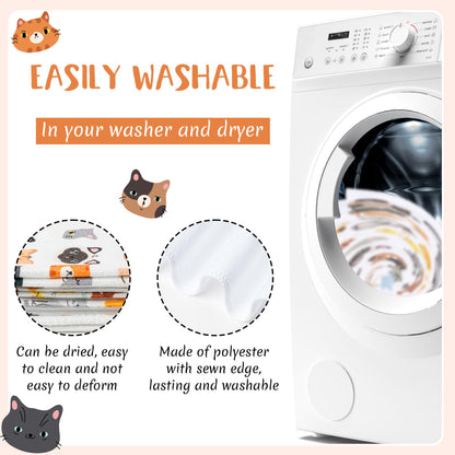 R HORSE 5Pcs Funny Kitchen Dish Towels, Cute Cat Dishcloths Gift, Absorbent Dish Tea Towels Reusable Bar Hand Dishcloths Decor for Bathroom Kitchen Home Supplies Gift for Mom Woman Cat Lovers