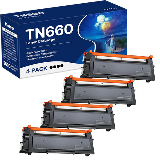 TN660 Toner Cartridge Replacement Compatible for Brother TN 660 TN-660 TN630 High Yield to use with HL-L2380DW HL-L2320D HL-L2340DW DCP-L2540DW MFC-L2700DW MFC-L2720DW Printer (Black, 4 Pack)