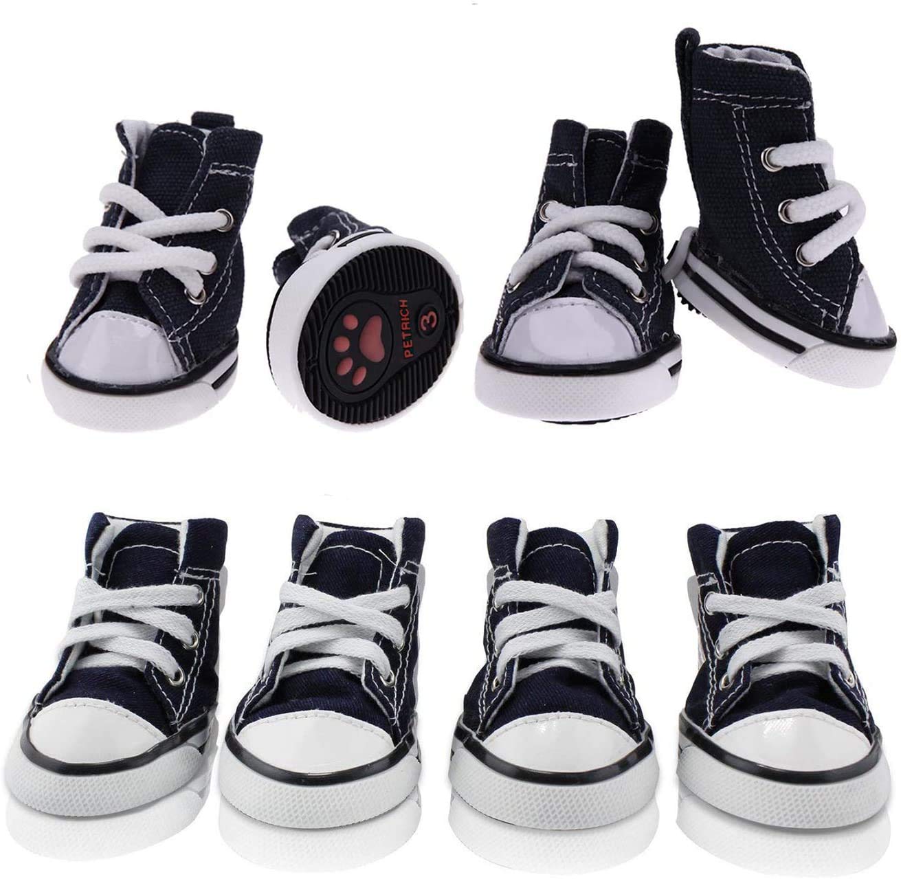 URBEST 4 Pcs Pet Dog Puppy Canvas Sport Shoes, Sneaker Boots, Outdoor Nonslip Causal Shoes (8#, Blue)