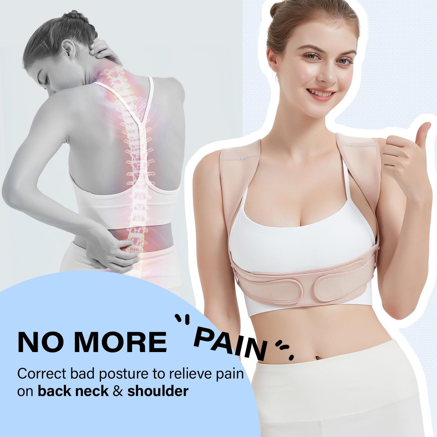 SHAPERKY Posture Corrector for Women and Men: Adjustable & Breathable Upper Back Brace - Posture Support for Sitting Work & Daily Use (Small/Medium)