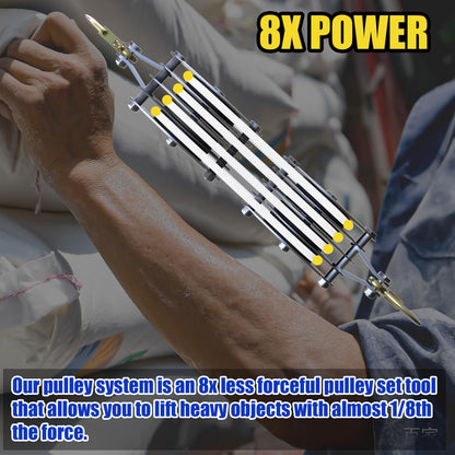 FITHOIST Block and Tackle 4400LBS Breaking Strength Heavy Duty Pulley, 65 Ft Rope Pulley, 7:1 Lifting Power Pulley System, Pulley Hoist with 2 Pcs 8 Ft Lift Sling