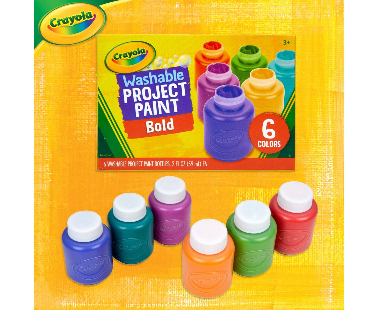 Crayola Washable Kids Paint (6ct), Essential Preschool Supplies, Paint Set for Kids, Must Have Arts & Crafts Supplies, Nontoxic, Preschool Learning Activities for Toddlers