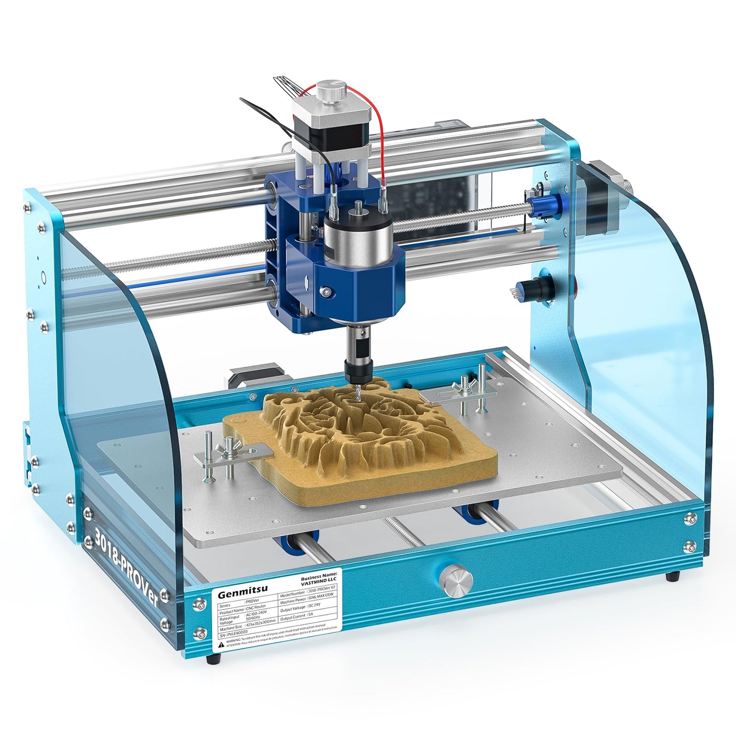SainSmart Genmitsu 3018-PROVer V2 CNC Router Machine for Beginner, Mini Milling Engraver Kit with Z-Probe, Limit Switches, E-Stop, Ideal for Wood, Acrylic, MDF, Plastic (Without Offline Controller)