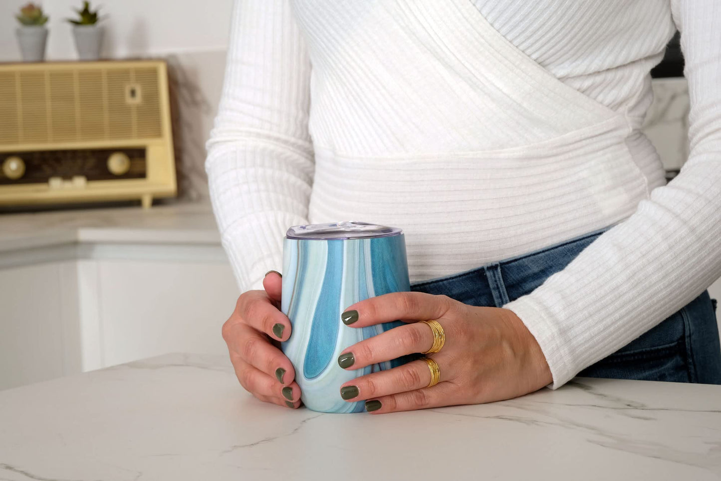 CHILLOUT LIFE 12 oz Stainless Steel Tumbler with Lid - Wine Tumbler Double Wall Vacuum Insulated Travel Tumbler Cup for Coffee, Wine, Cocktails, Ice Cream