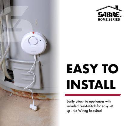 SABRE Water Leakage Alarm, 110 dB Alarm, Audible Up To 1,500-Feet (457-Meters), All Direction Water Sensor, High and Low Volume Settings, Battery Test Button