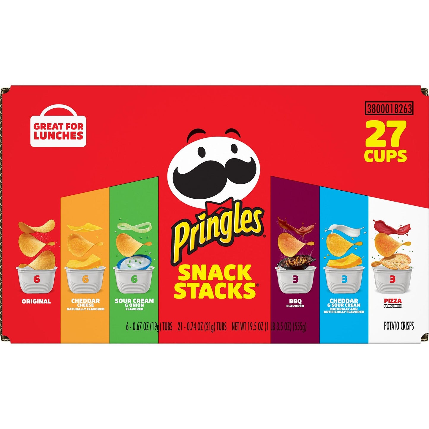 Pringles Potato Crisps Chips, Snack Stacks, Lunch Snacks, Office and Kids Snacks, Variety Pack (27 Cups)