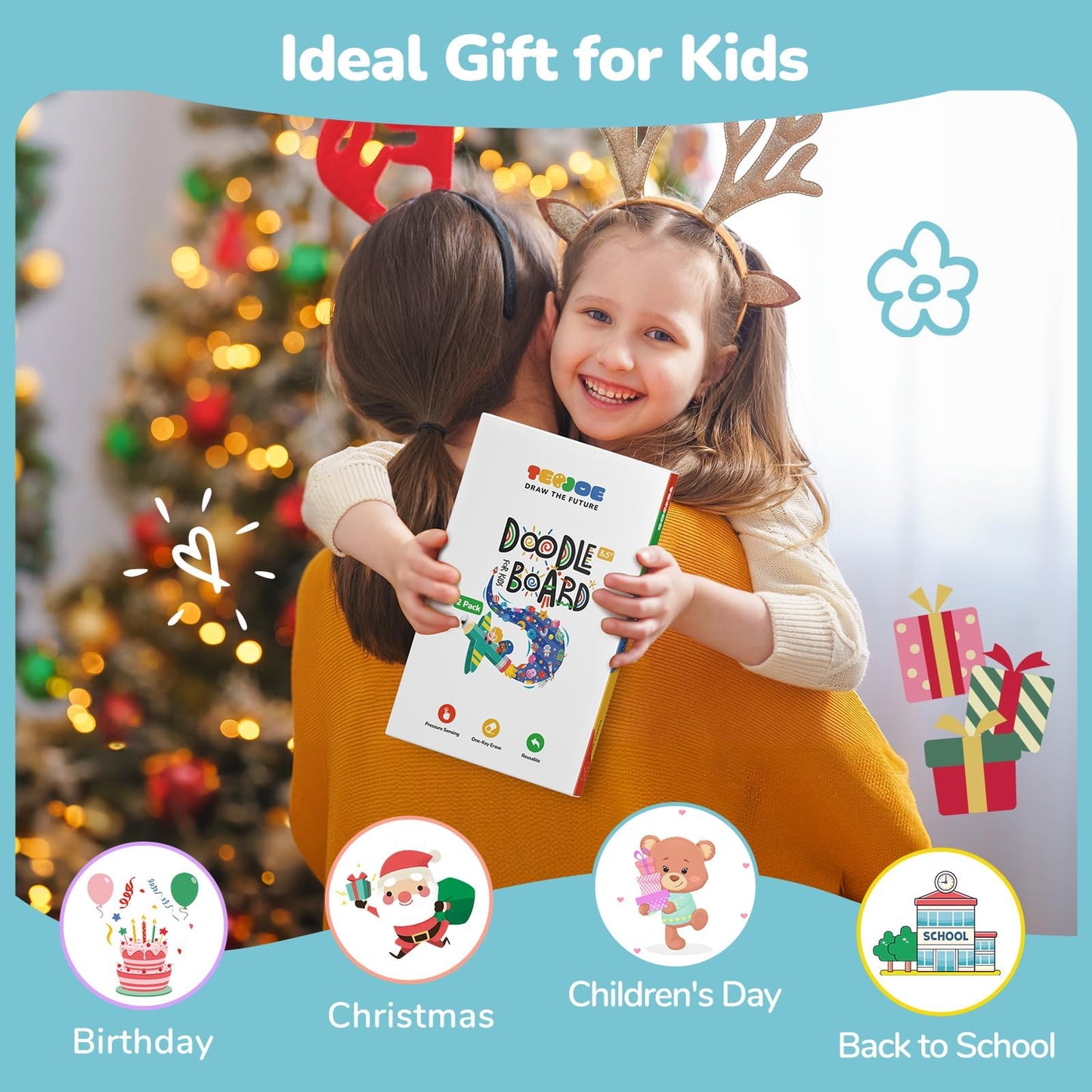 TECJOE LCD Writing Tablet, 8.5 Inch Colorful Doodle Board Drawing Tablet for Kids, Christmas Stocking Stuffers Birthday Gifts Travel Games Toys for Age 3 4 5 6 Boys Girls Toddles