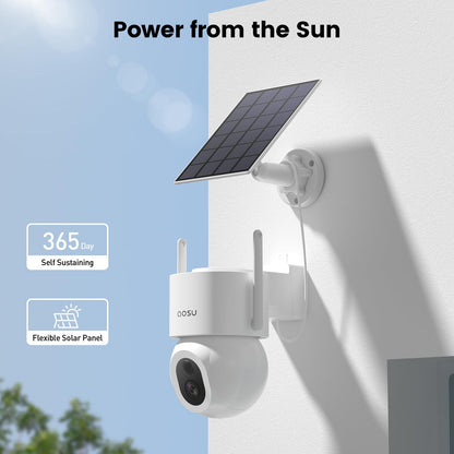 AOSU Solar Security Cameras Wireless Outdoor - 3K 5MP Home Security Camera, 360° Panoramic View, 400-Lumen Floodlight Camera, Color Night Vision, WiFi Cameras, Auto Tracking, AI Human Detection,2 Pack