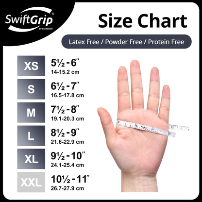 SwiftGrip Disposable Nitrile Exam Gloves, Black Nitrile Gloves Disposable Latex Free for Medical, Cooking & Esthetician, Food-Safe Rubber Gloves, Powder Free, Non-Sterile, 100-ct Box (Medium)