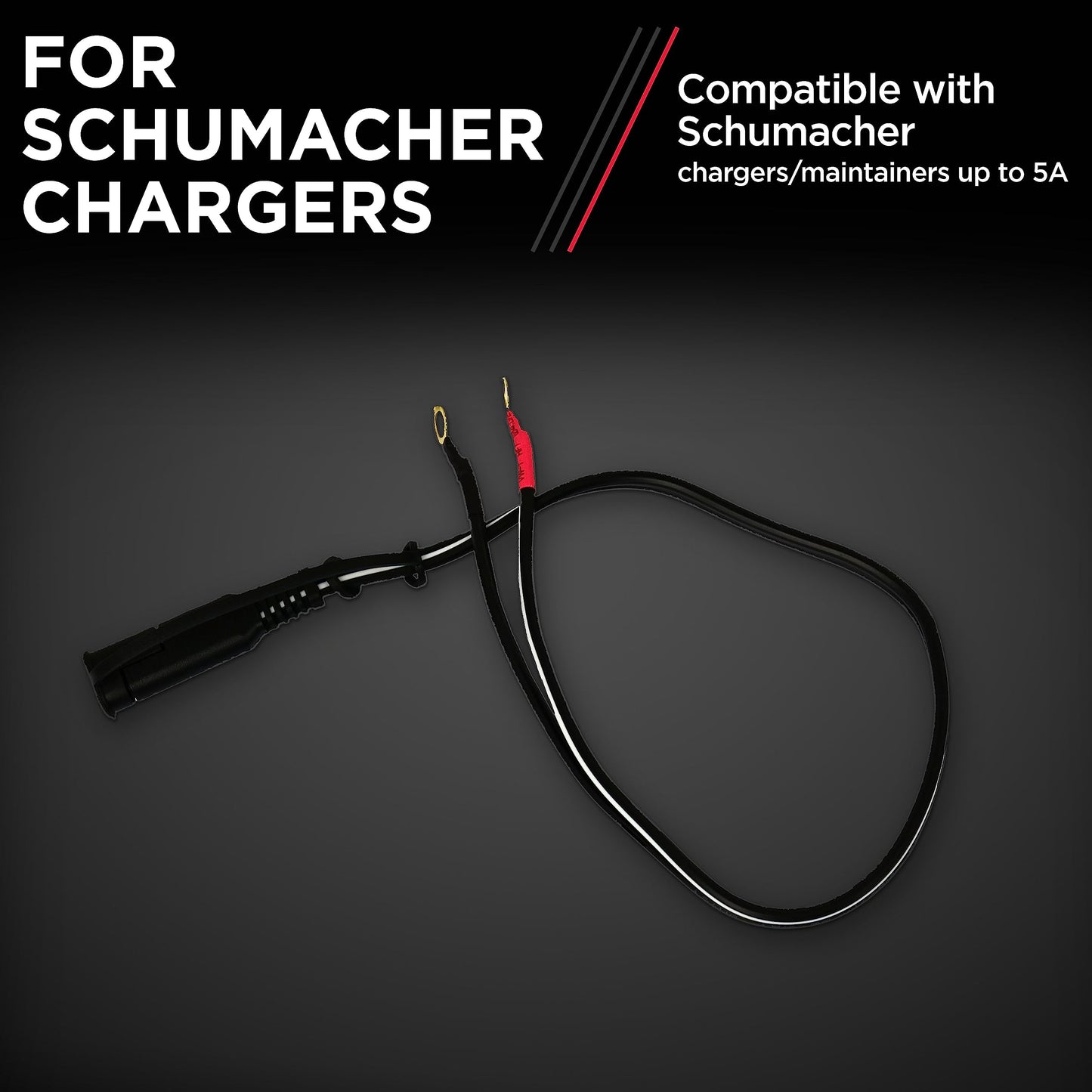 Schumacher Electric Ring Connection Cable for Battery Chargers and Maintainers, WM-12, 18 Inches, Quick Connect, for Motorcycle, Power Sport,and Lawn Tractor Batteries