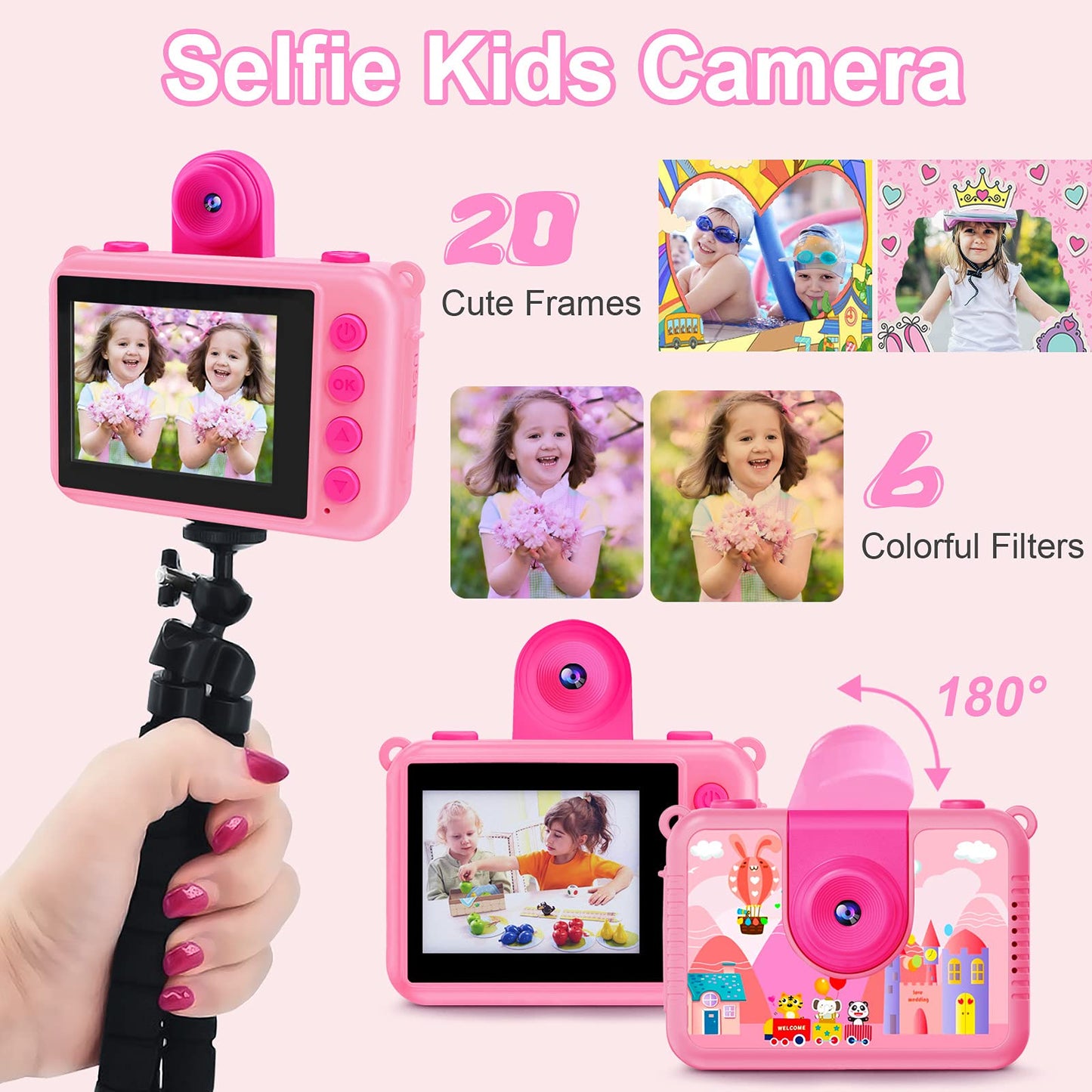 GKTZ Kids Camera - Waterproof Underwater Camera for Kids, Christmas Birthday Gifts for Girls Age 3-12, 1080P HD Children Digital Action Camera, Pool Toys for Kids Age 4-12