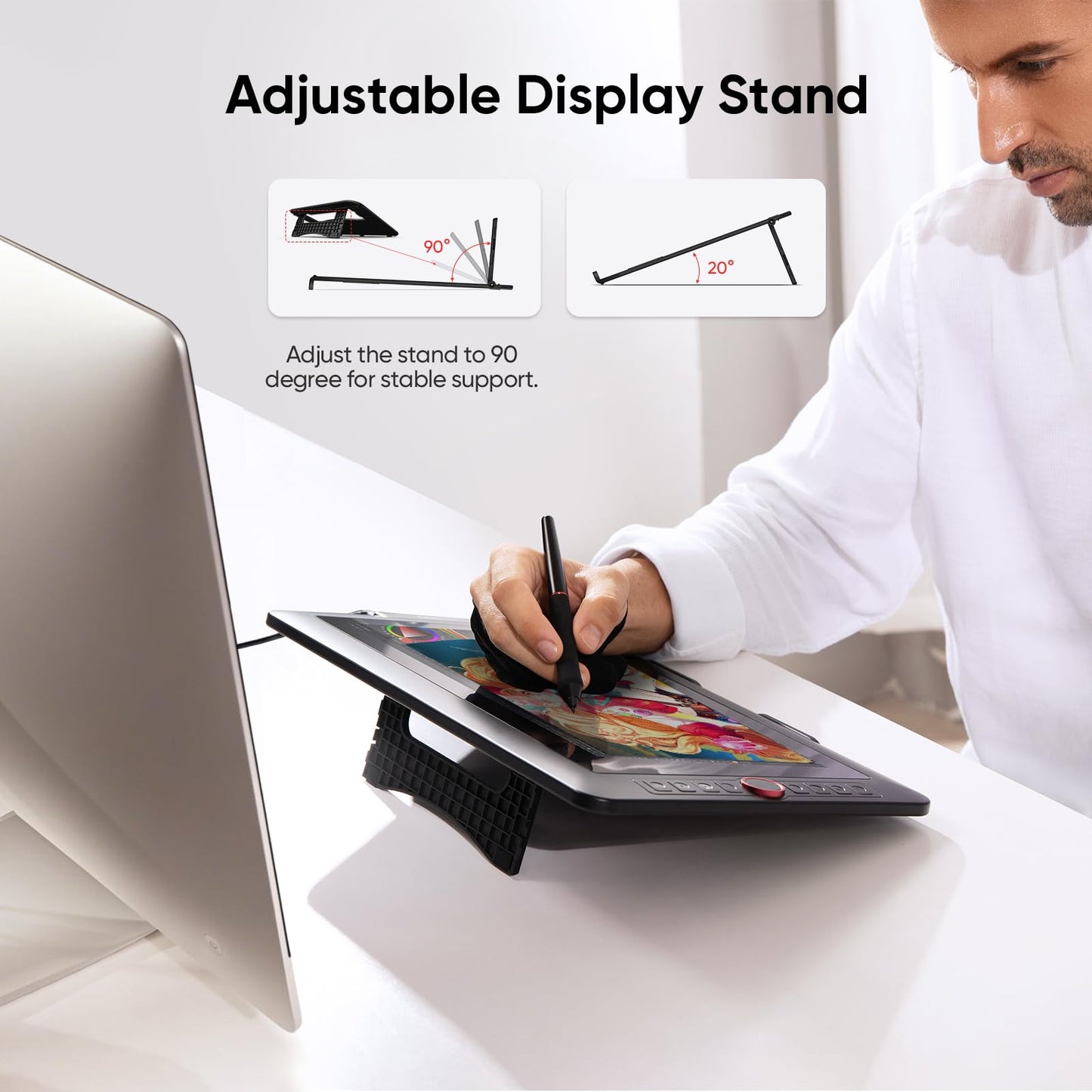 XPPen Drawing Tablet with Screen Full-Laminated Graphics Drawing Monitor Artist13.3 Pro Graphics Tablet with Adjustable Stand and 8 Shortcut Keys (8192 Levels Pen Pressure, 123% sRGB)