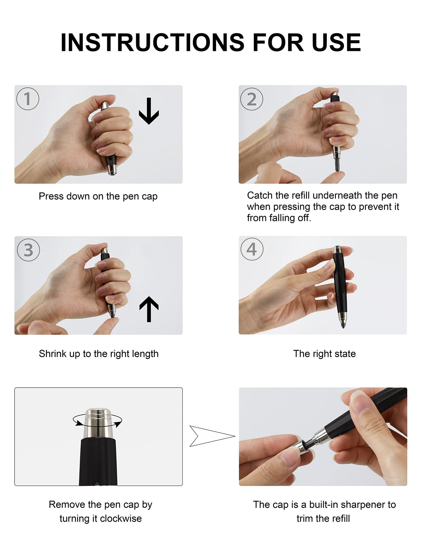 WSD Sketch Up 5.6mm Mechanical Pencil Mechanical Clutch with Built Sharpener (Black)