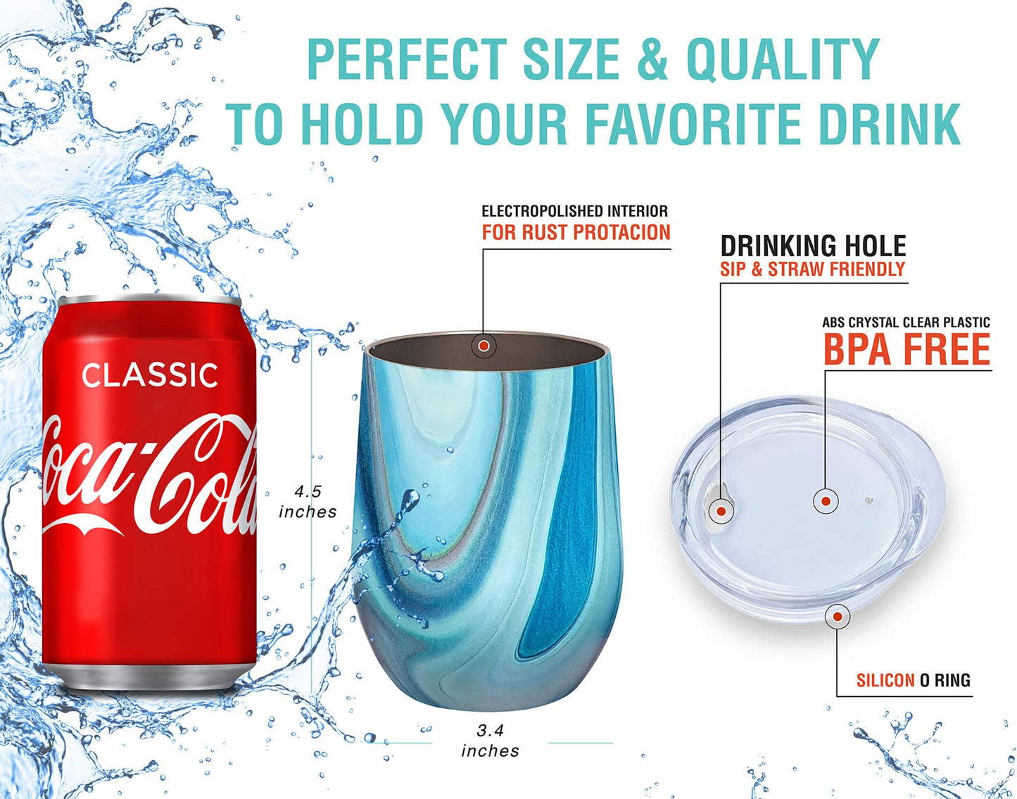 CHILLOUT LIFE 12 oz Stainless Steel Tumbler with Lid - Wine Tumbler Double Wall Vacuum Insulated Travel Tumbler Cup for Coffee, Wine, Cocktails, Ice Cream