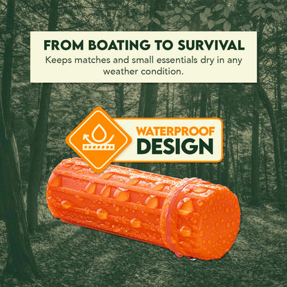 SE 3-IN-1 Orange Waterproof Match Storage Box with Signaling Mirror and Firestarter Flint - CCH6-1