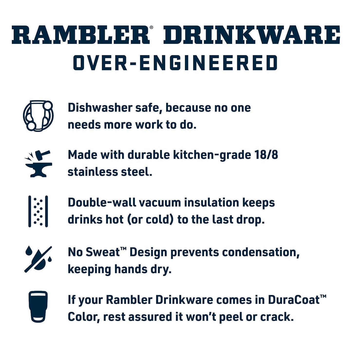 YETI Rambler 18 oz Bottle, Vacuum Insulated, Stainless Steel with Straw Cap, Navy