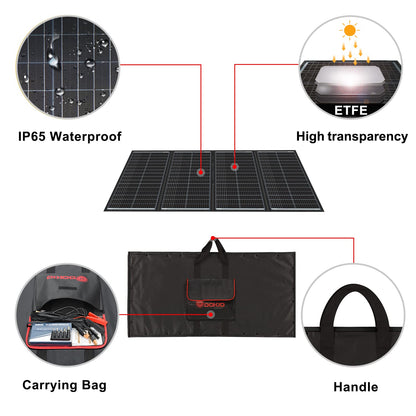 DOKIO 300W 36V Black Portable Solar Panels Kit Folding Solar Charger for 24v Batteries/Power Station AGM LiFePo4 RV Camping Trailer Car Marine………