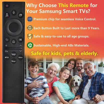 Replacement for Samsung TV Remote, for All 2019-2025 Samsung Remote Control for Smart TV with Voice Control. No Solarcell. 2-Year Warranty.