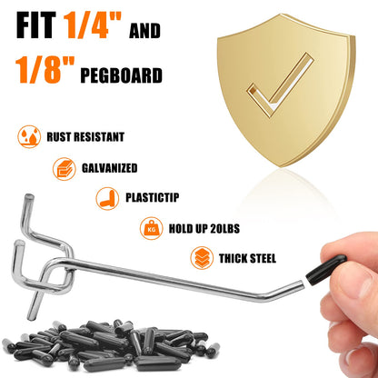 Scartink Pegboard Hooks Pegboard Accessories,4 inch,Pegboard Organizer Kit for Garage Organization,Tool Storage, 25 Pack
