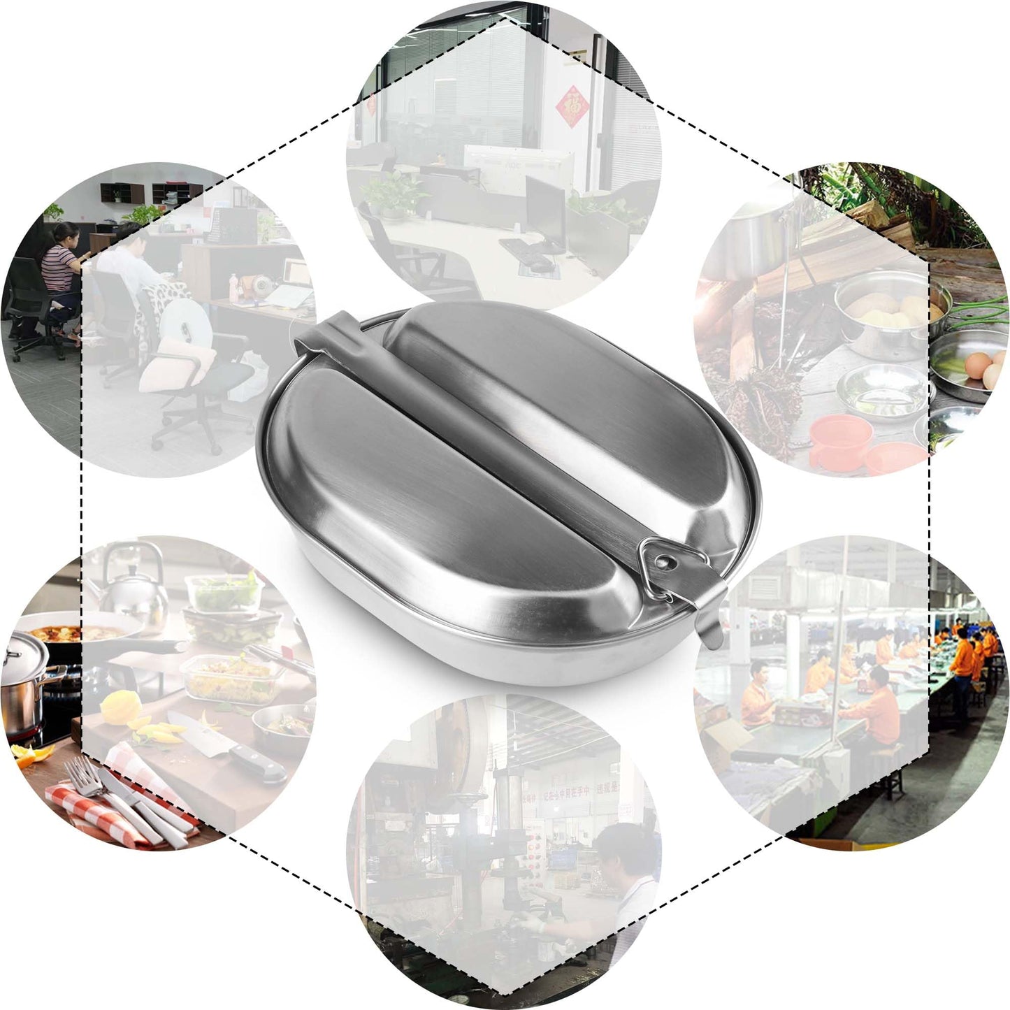 Goetland 304 Stainless Steel US Military Mess Kit Plate Set GI Type Outdoor Camping Hiking Picnic BBQ Beach