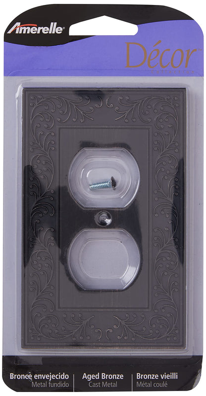 Amerelle 43DVB English Garden Wallplate, 1 Duplex, Cast Metal, Aged Bronze, 1-Pack