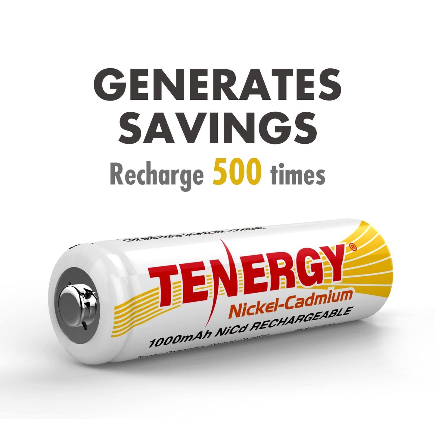 Tenergy AA Rechargeable Battery NiCd 1000mAh 1.2V Battery Pack for Solar Lights, Garden Lights, 12 Pack