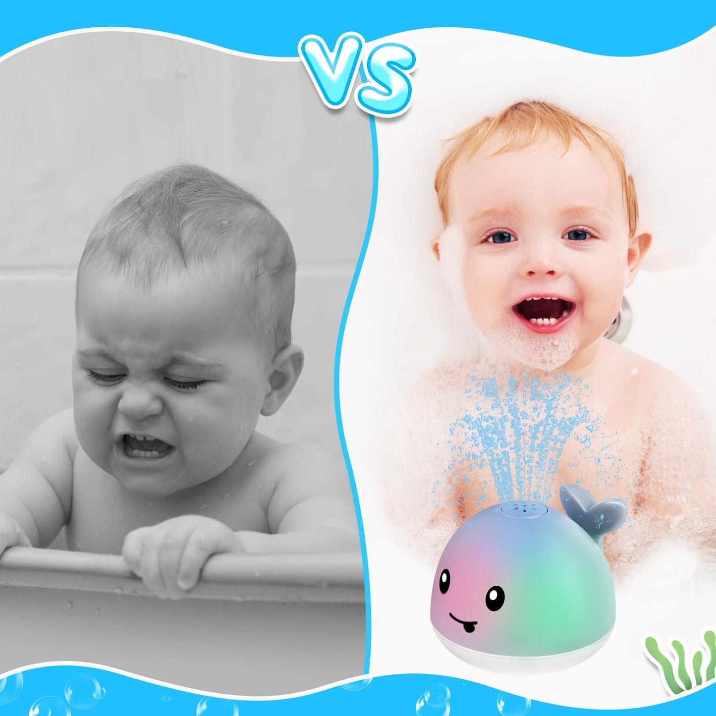 ANGGIKO Baby Bath Toys, Toddler Bath Toys for Kids Ages 1-3, Light Up Whale Bath Toy Sprinkler, Pool Water Table Infant Baby Toys 6-12-18 Months, Bathtub Fountain Toy, Toddler 1st Birthday 1 2 3 Gifts